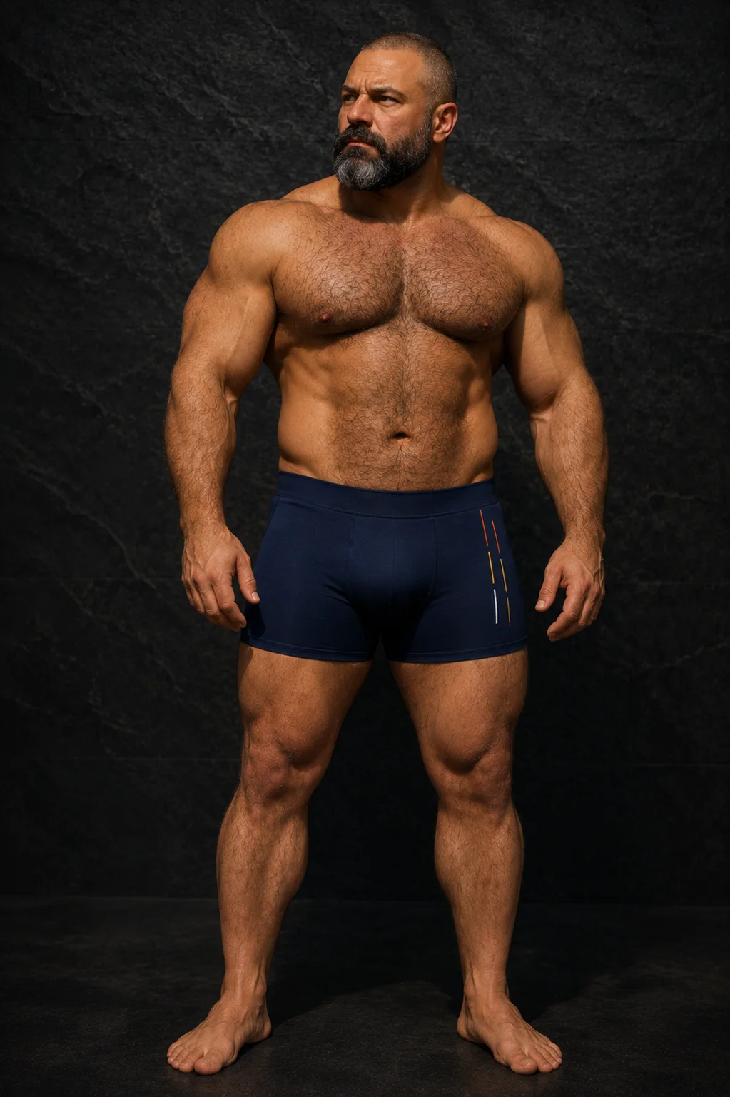 A confident mature man wearing refined turcobear resort style in warm Mediterranean light